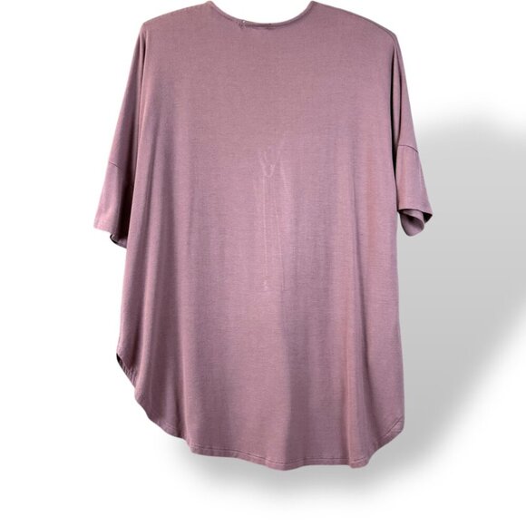 The Hanger Top Womens Sz M Mauve Short-Sleeve V-Neck Lace-Up Tassel Tie Tee Boho - Picture 5 of 9
